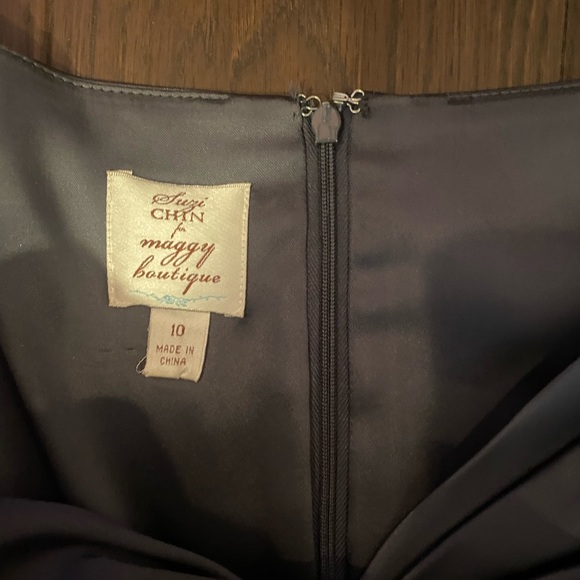 Suzi Chin for Maggie Boutique size 10 satin grey dress - Picture 3 of 6